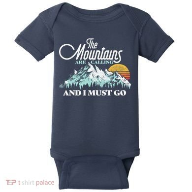 Mountains Are Calling & I Must Go Retro Vintage Baby Bodysuit