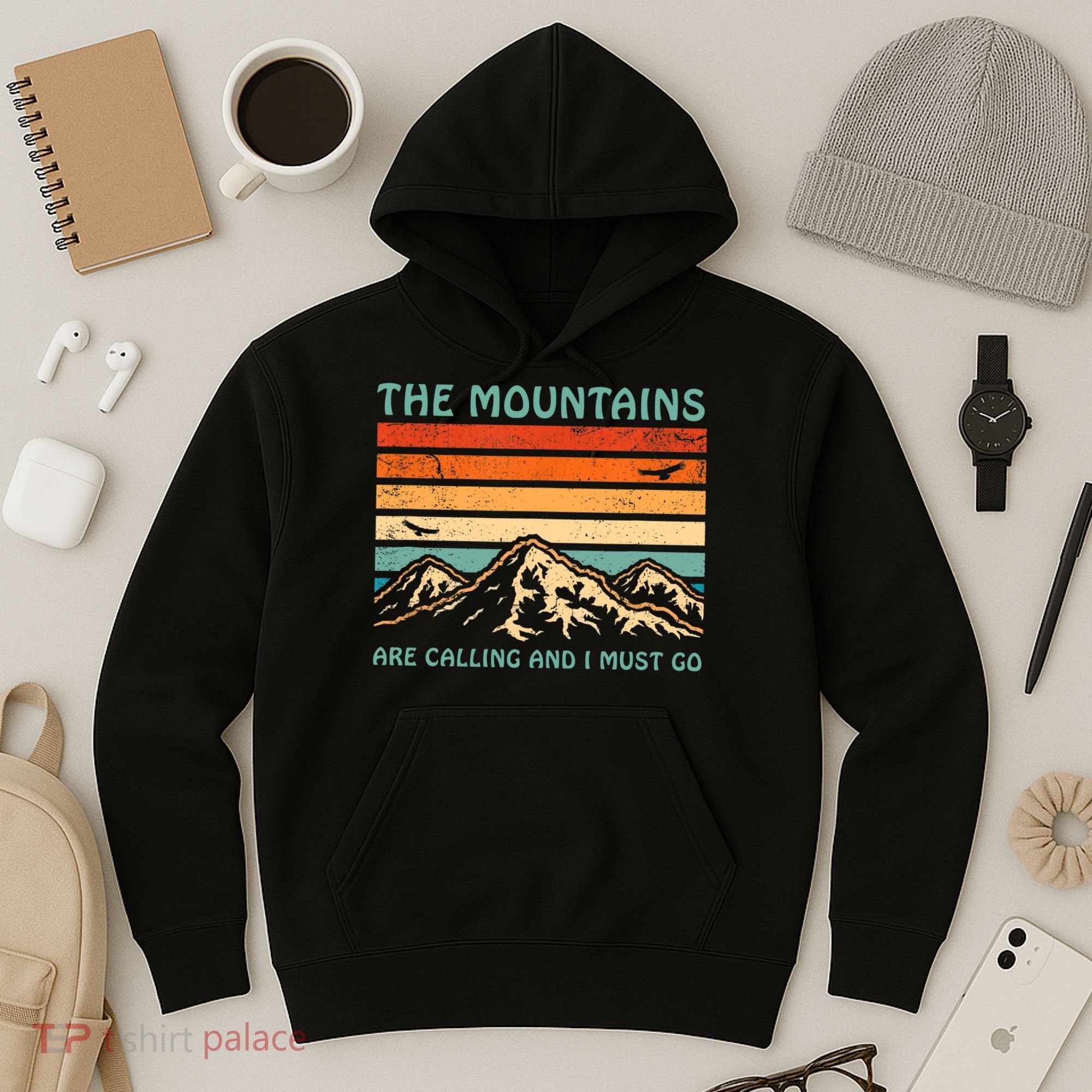 Mountains Are Calling And I Must Go Retro Funny Travelling Funny Gift Hoodie
