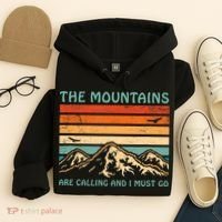 Mountains Are Calling And I Must Go Retro Funny Travelling Funny Gift Hoodie thumb 4