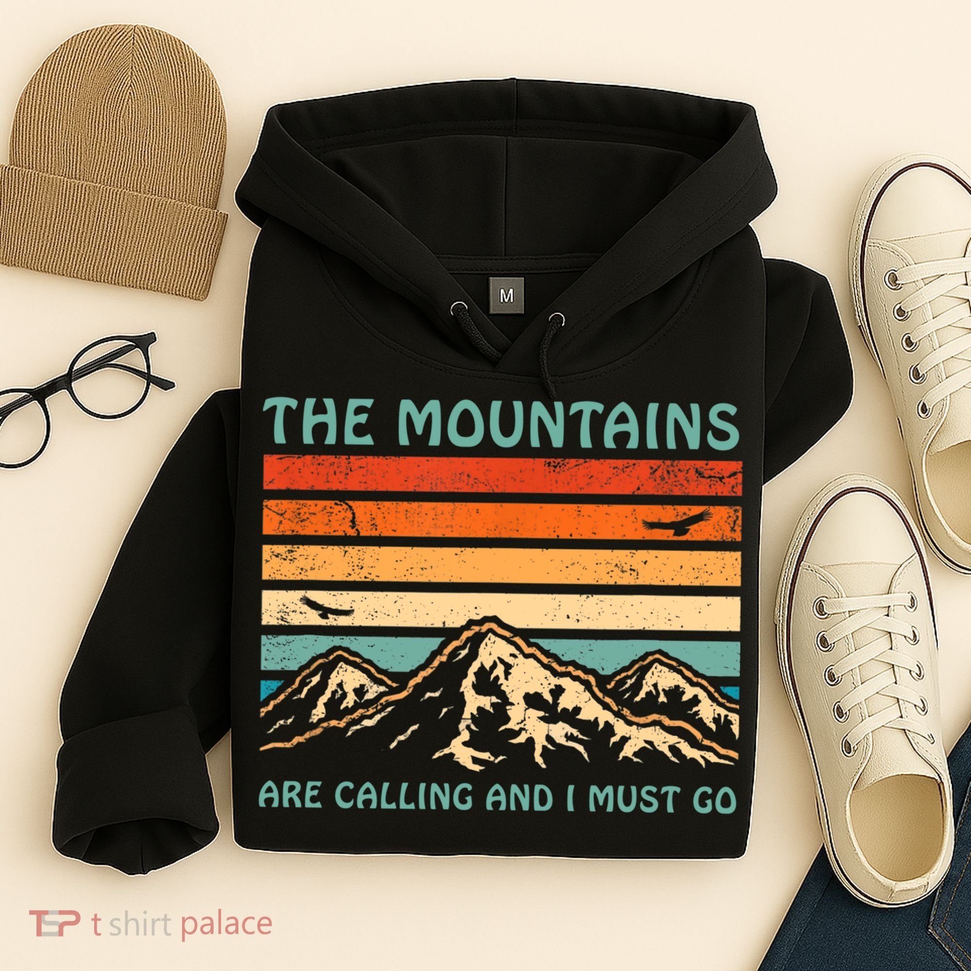 Mountains Are Calling And I Must Go Retro Funny Travelling Funny Gift Hoodie