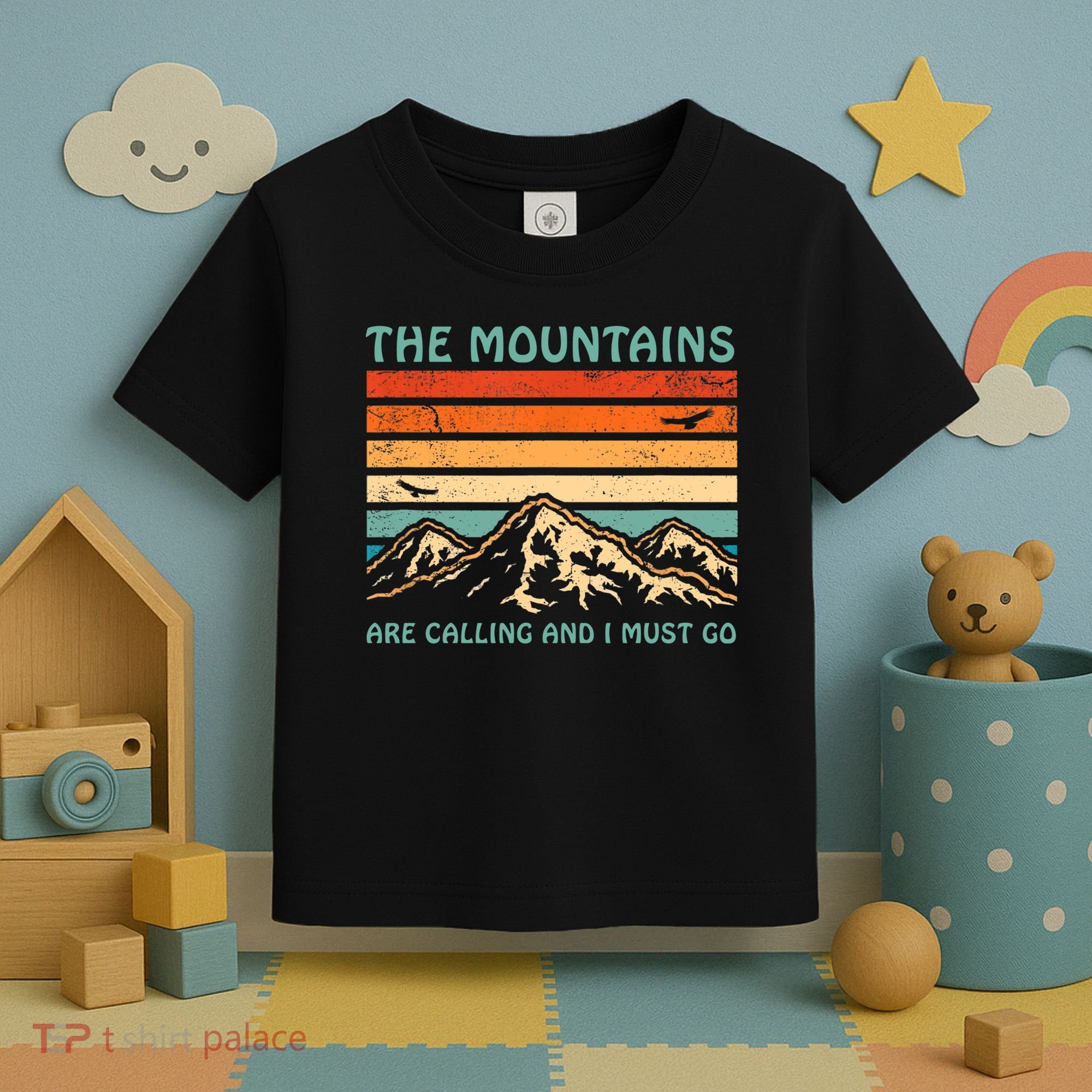 Mountains Are Calling And I Must Go Retro Funny Travelling Funny Gift Toddler T-Shirt