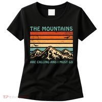 Mountains Are Calling And I Must Go Retro Funny Travelling Funny Gift Women's T-Shirt thumb 0