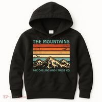 Mountains Are Calling And I Must Go Retro Funny Travelling Funny Gift Kids Hoodie thumb 0