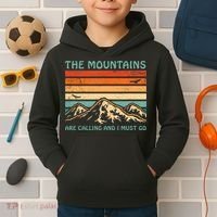 Mountains Are Calling And I Must Go Retro Funny Travelling Funny Gift Kids Hoodie thumb 2