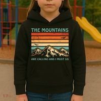 Mountains Are Calling And I Must Go Retro Funny Travelling Funny Gift Kids Hoodie thumb 3