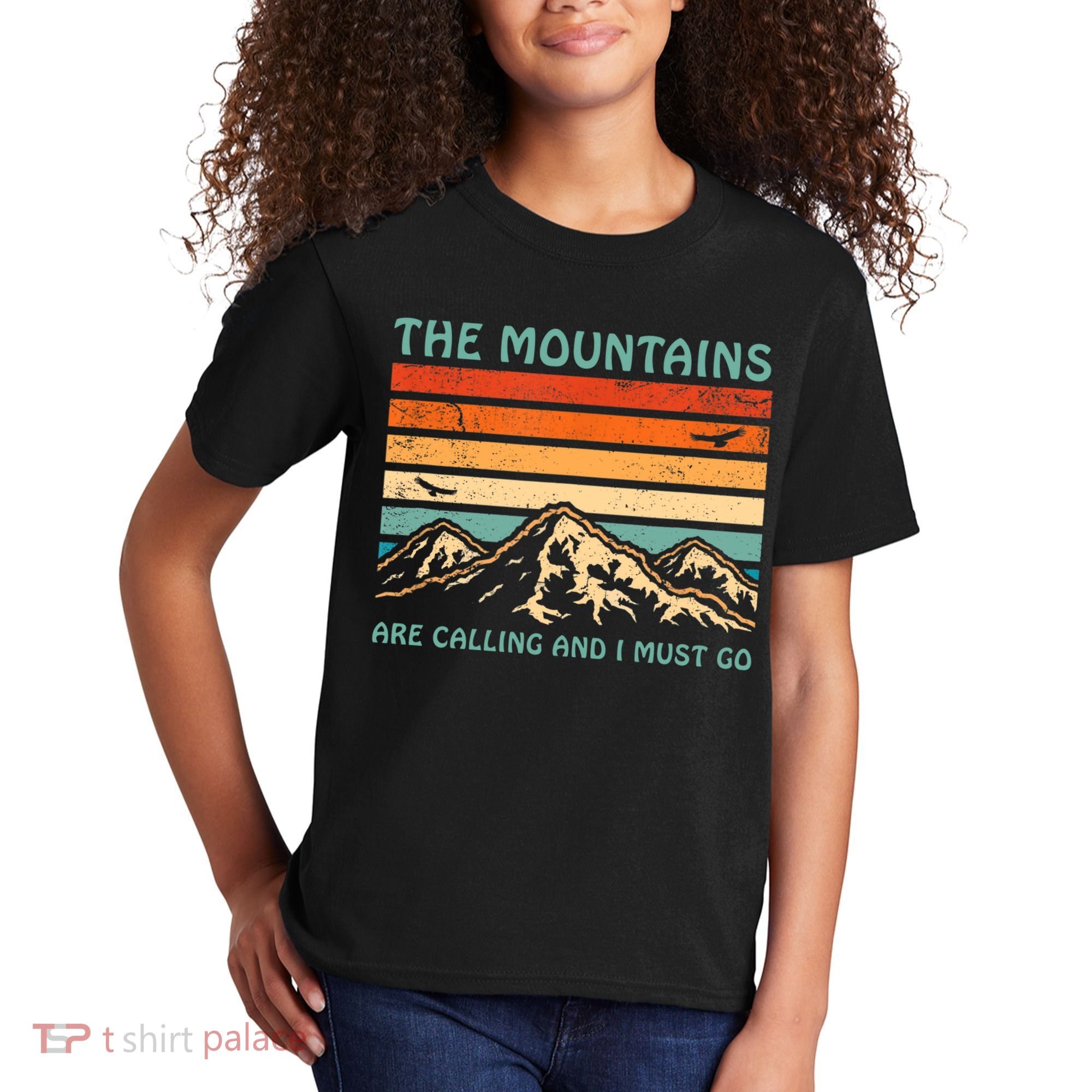 Mountains Are Calling And I Must Go Retro Funny Travelling Funny Gift Kids T-Shirt