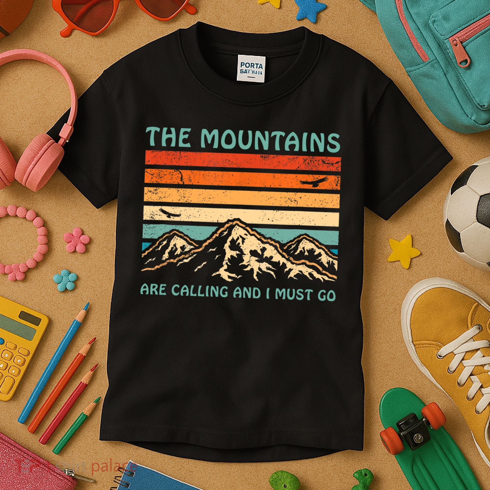 Mountains Are Calling And I Must Go Retro Funny Travelling Funny Gift Kids T-Shirt