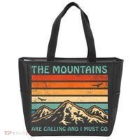 Mountains Are Calling And I Must Go Retro Funny Travelling Funny Gift Tote Bag thumb 0
