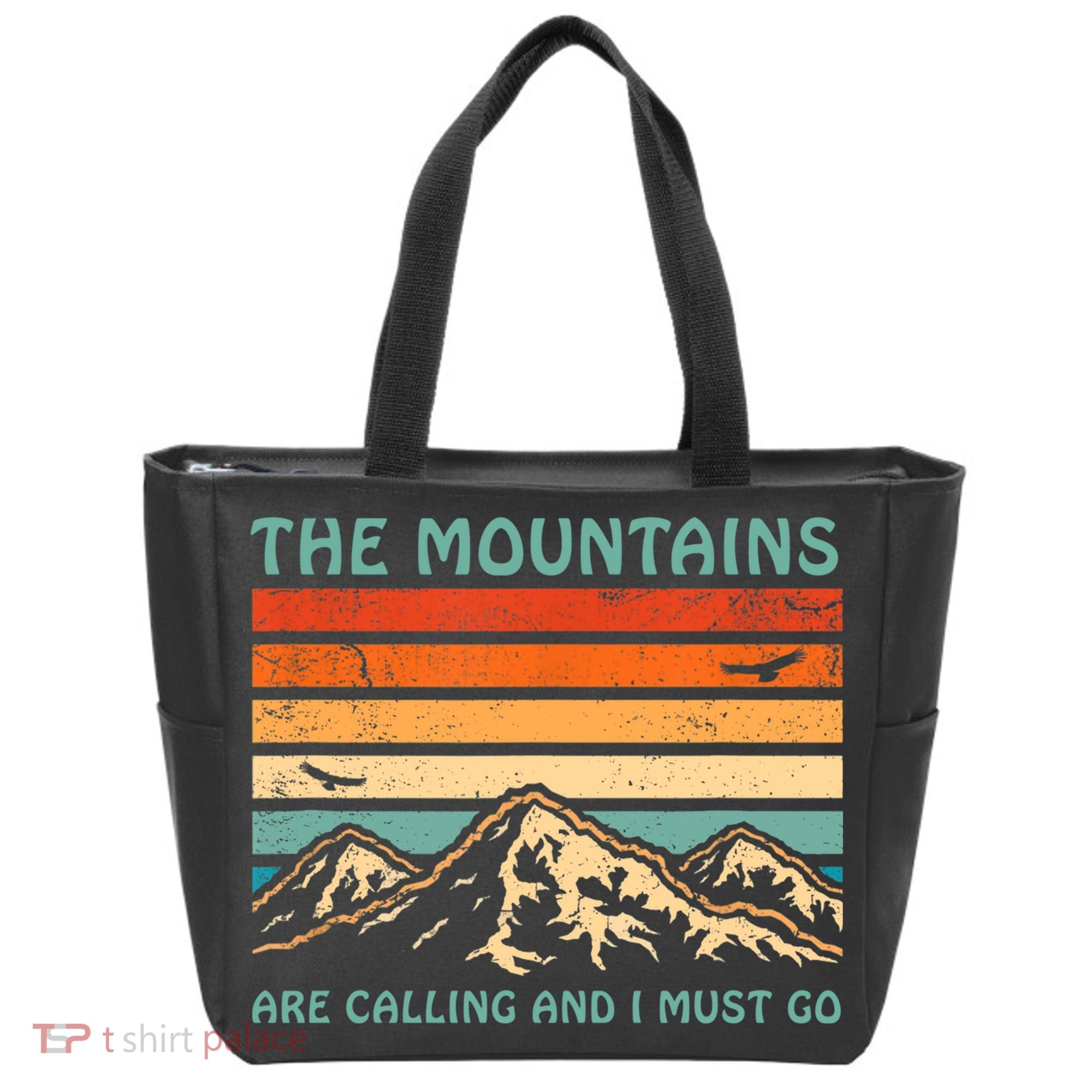 Mountains Are Calling And I Must Go Retro Funny Travelling Funny Gift Tote Bag
