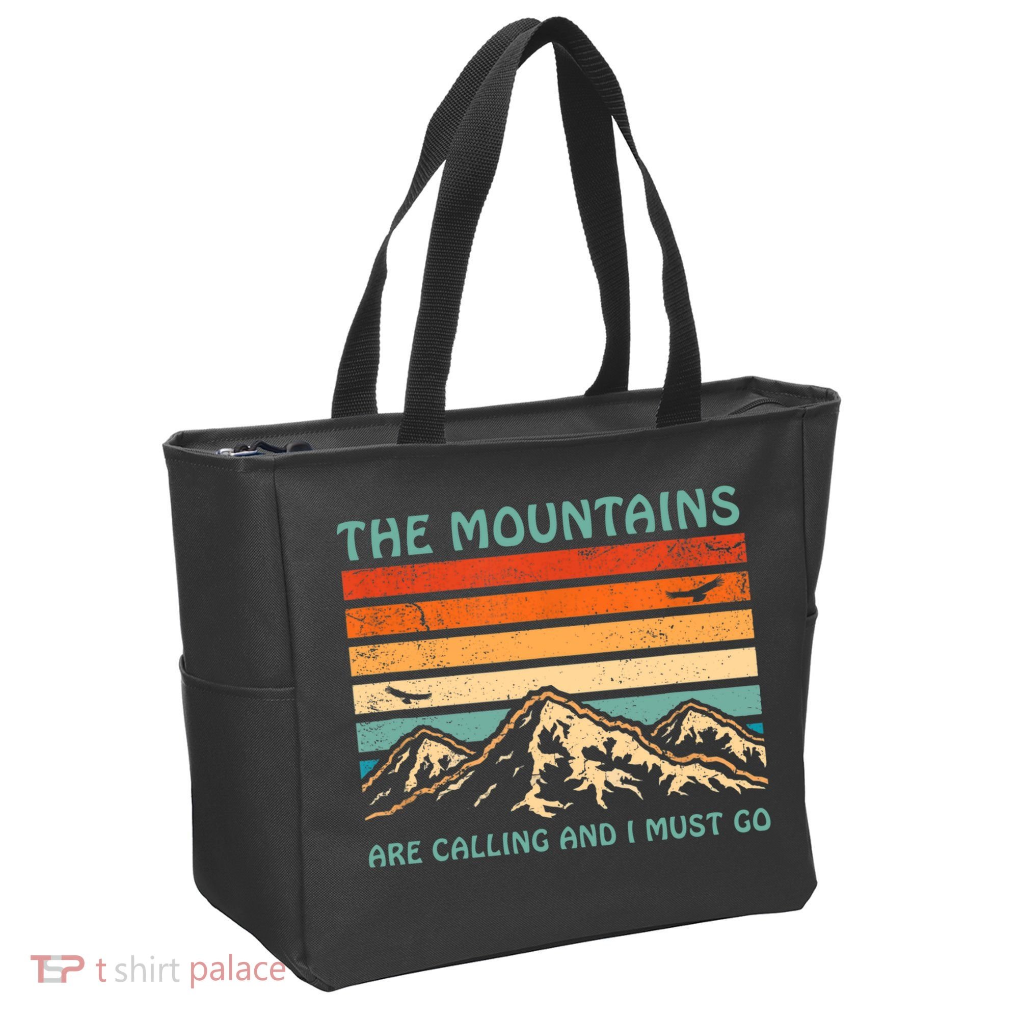 Mountains Are Calling And I Must Go Retro Funny Travelling Funny Gift Tote Bag