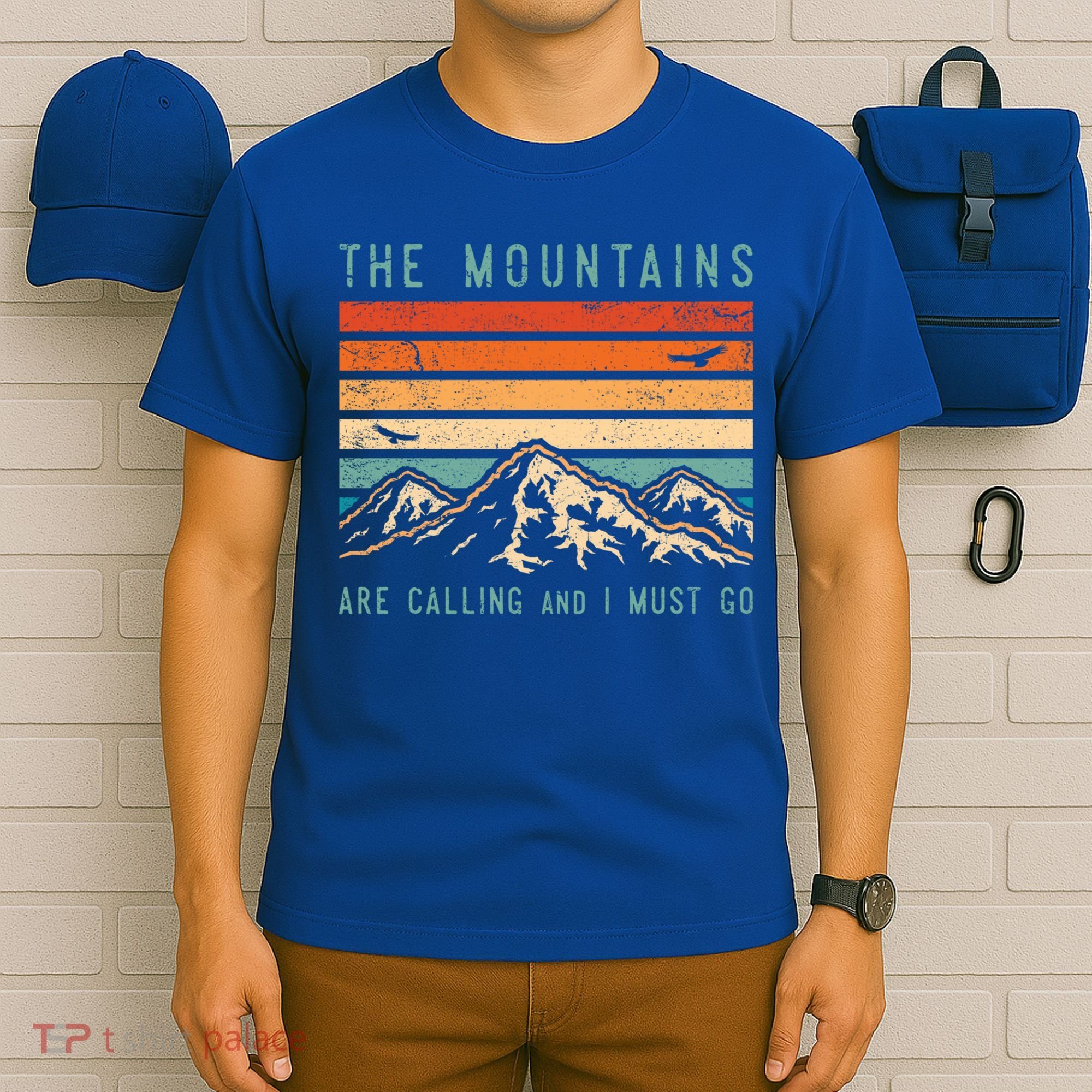 Mountains Are Calling And I Must Go Retro Vintage 80s Mountain Gift T-Shirt