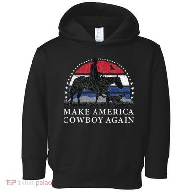 MAKE AMERICA COWBOY AGAIN HORSE AND DOG DESIGN FUNNY GIFT Toddler Hoodie