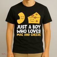 Macaroni And Cheese Just A Boy Who Loves Mac And Cheese Funny Gift T-Shirt thumb 3