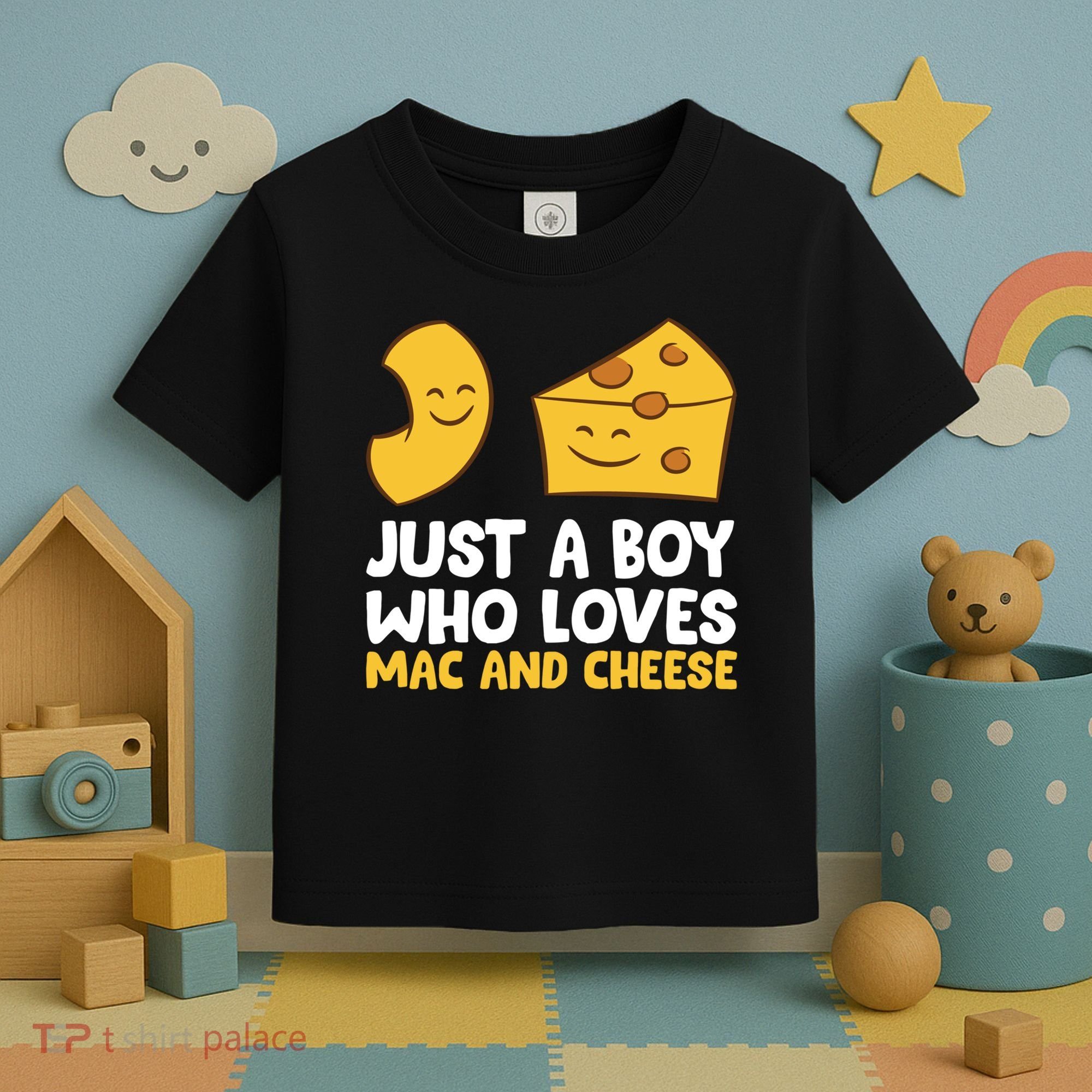 Macaroni And Cheese Just A Boy Who Loves Mac And Cheese Funny Gift Toddler T-Shirt