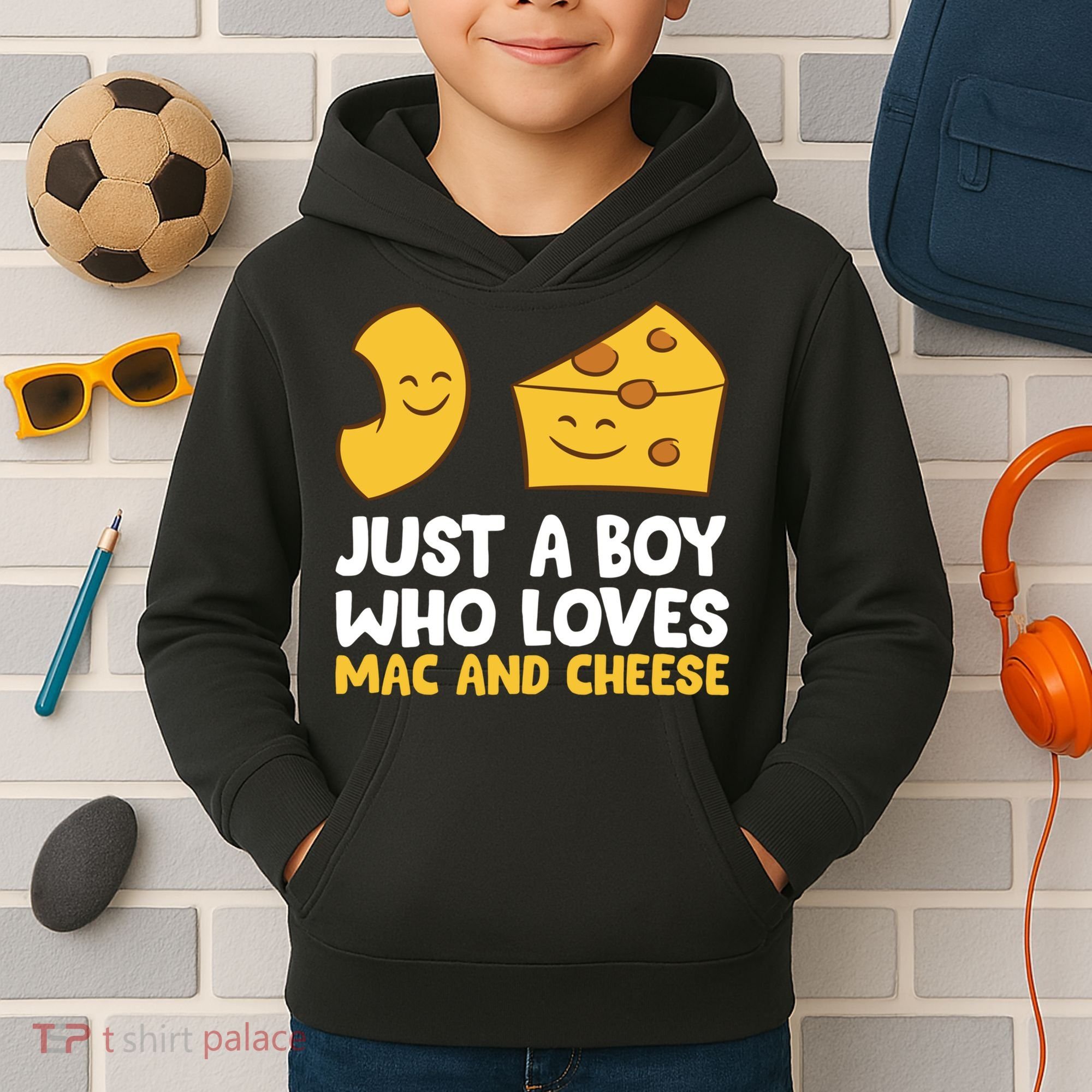 Macaroni And Cheese Just A Boy Who Loves Mac And Cheese Funny Gift Kids Hoodie
