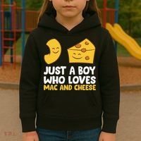 Macaroni And Cheese Just A Boy Who Loves Mac And Cheese Funny Gift Kids Hoodie thumb 3