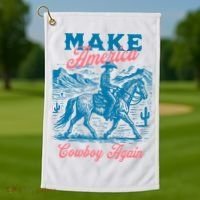 Make America Cowboy Again Western Rodeo Golf Towel thumb 1