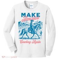 Make America Cowboy Again Western Rodeo Kids Long Sleeve Shirt thumb 0