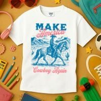 Make America Cowboy Again Western Rodeo Kids T-Shirt thumb 3