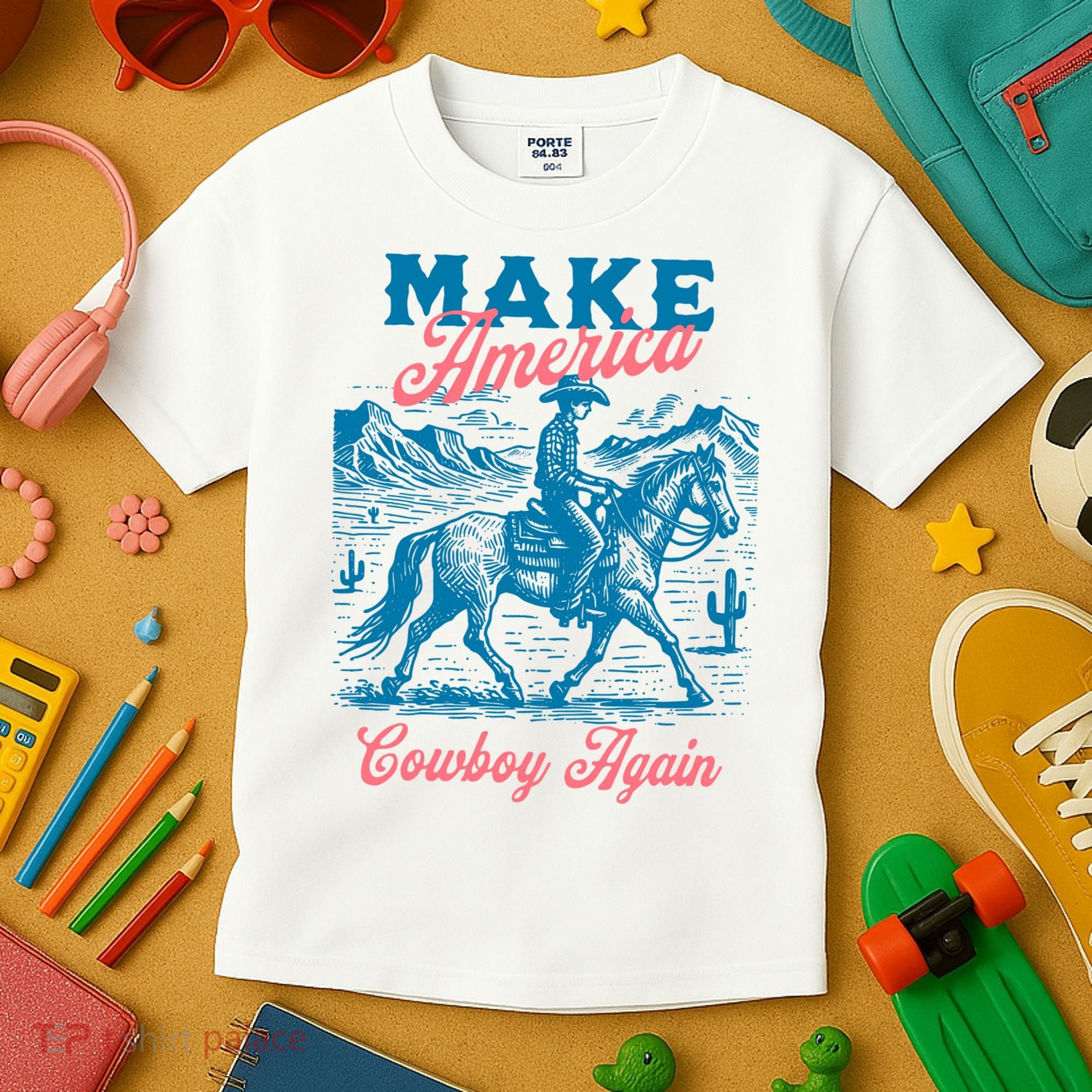 Make America Cowboy Again Western Rodeo Kids T-Shirt