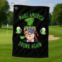 Make America Drunk Again Funny Trump St Patricks Paddys Day Gift Golf Towel thumb 1