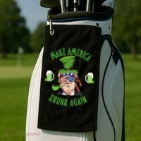 Make America Drunk Again Funny Trump St Patricks Paddys Day Gift Golf Towel thumb 2