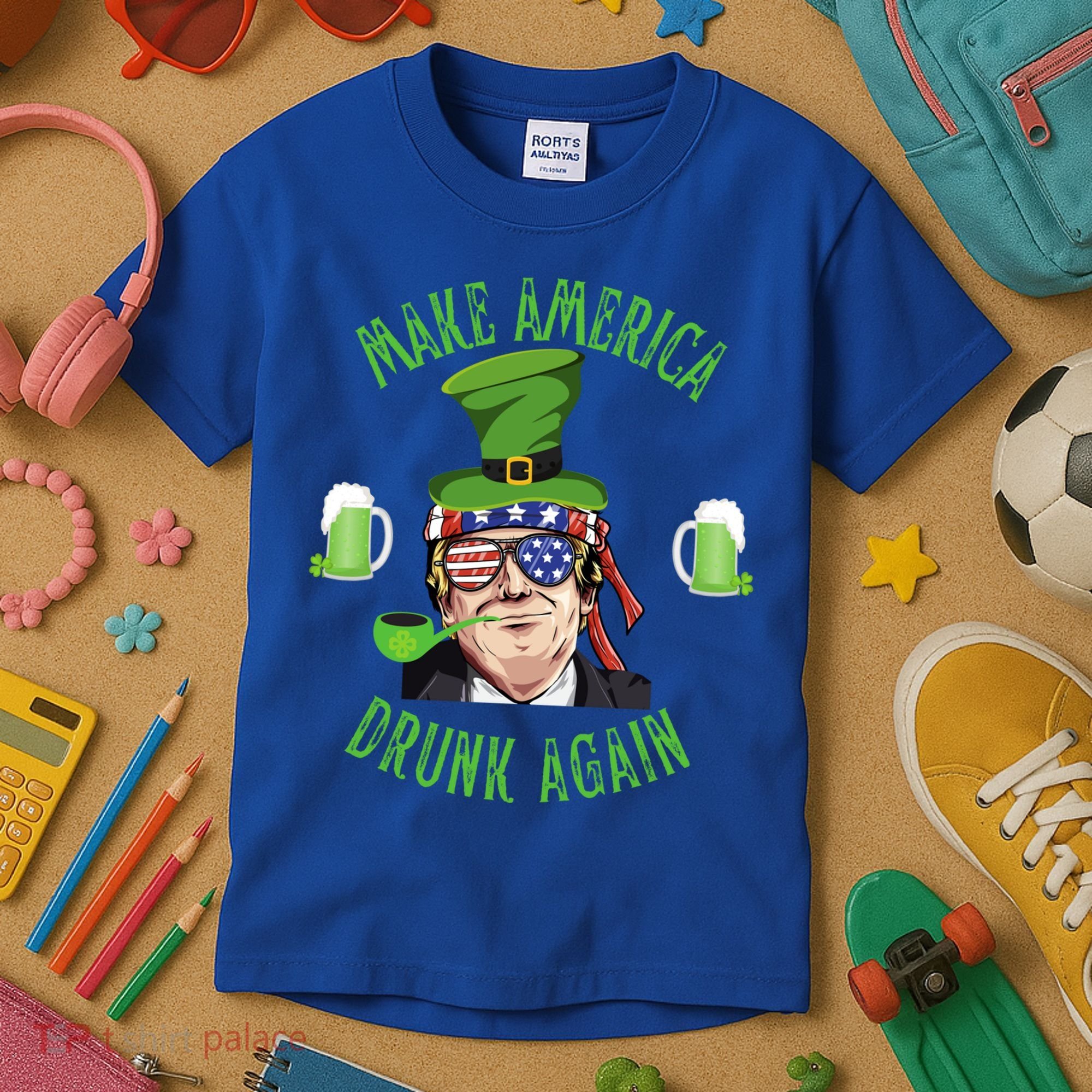 Make America Drunk Again Funny Trump St Patricks Paddys Day Gift Kids T-Shirt