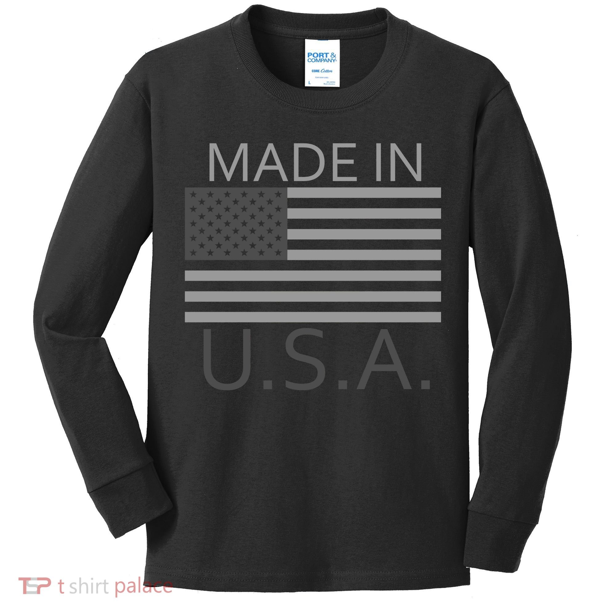 Made In USA Gray Style Kids Long Sleeve Shirt