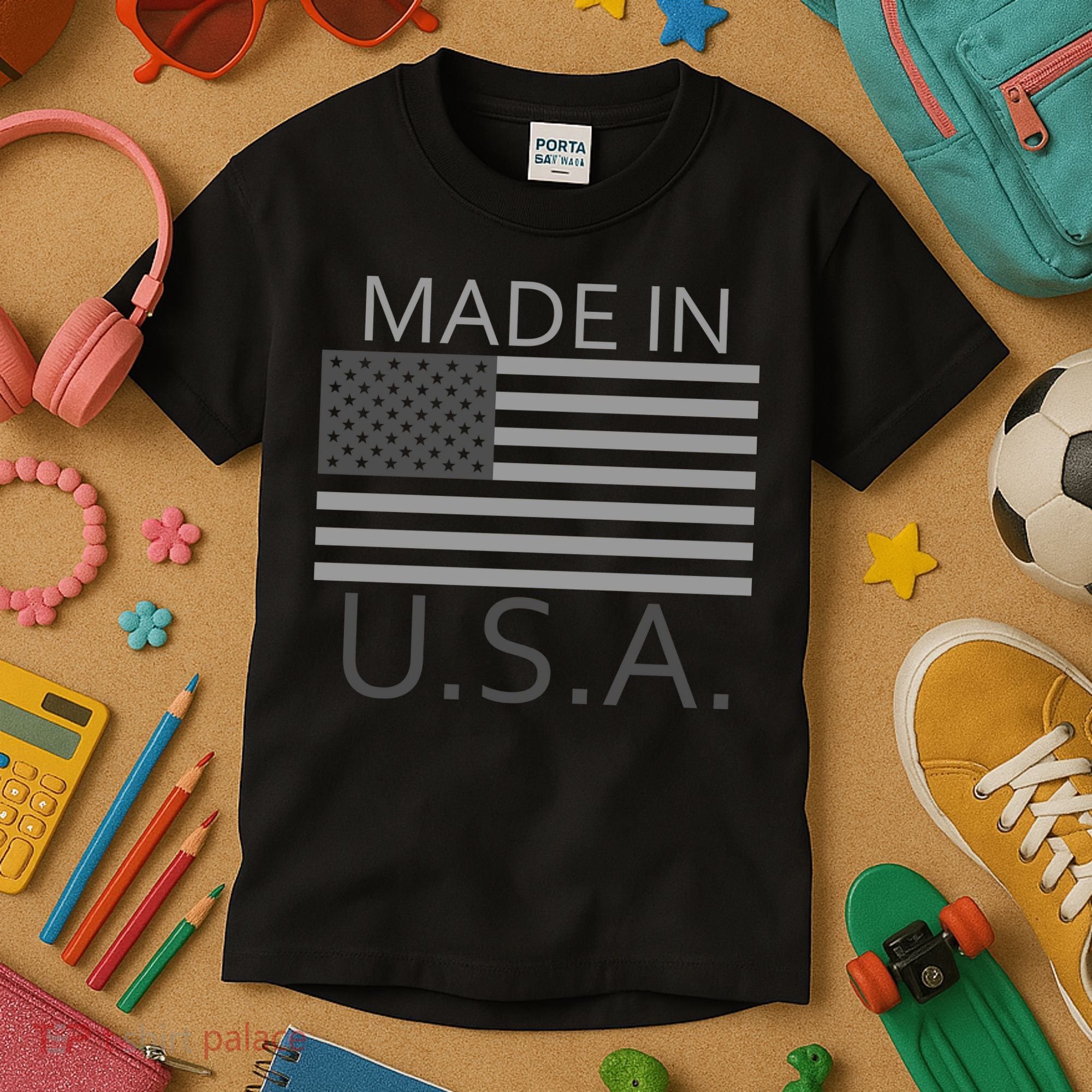 Made In USA Gray Style Kids T-Shirt