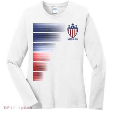 Made In USA Soccer Team Flag Women's Long Sleeve Shirt