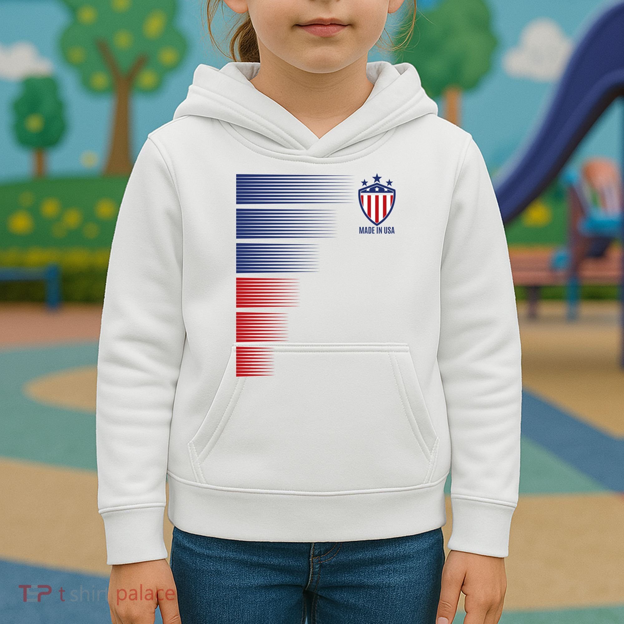Made In USA Soccer Team Flag Kids Hoodie