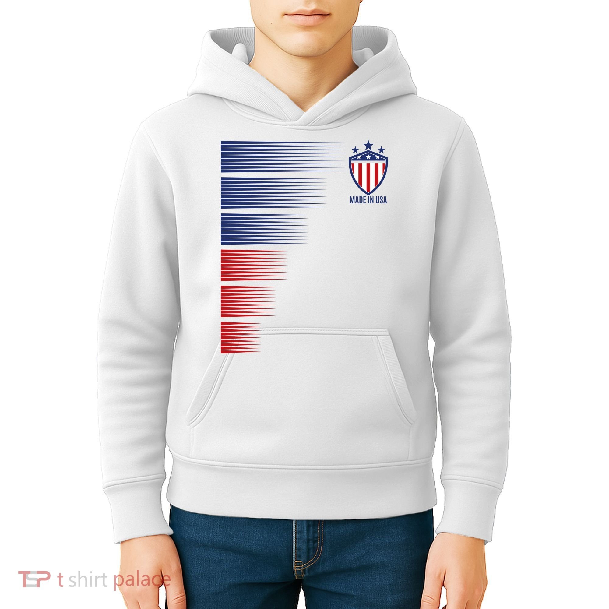 Made In USA Soccer Team Flag Kids Hoodie