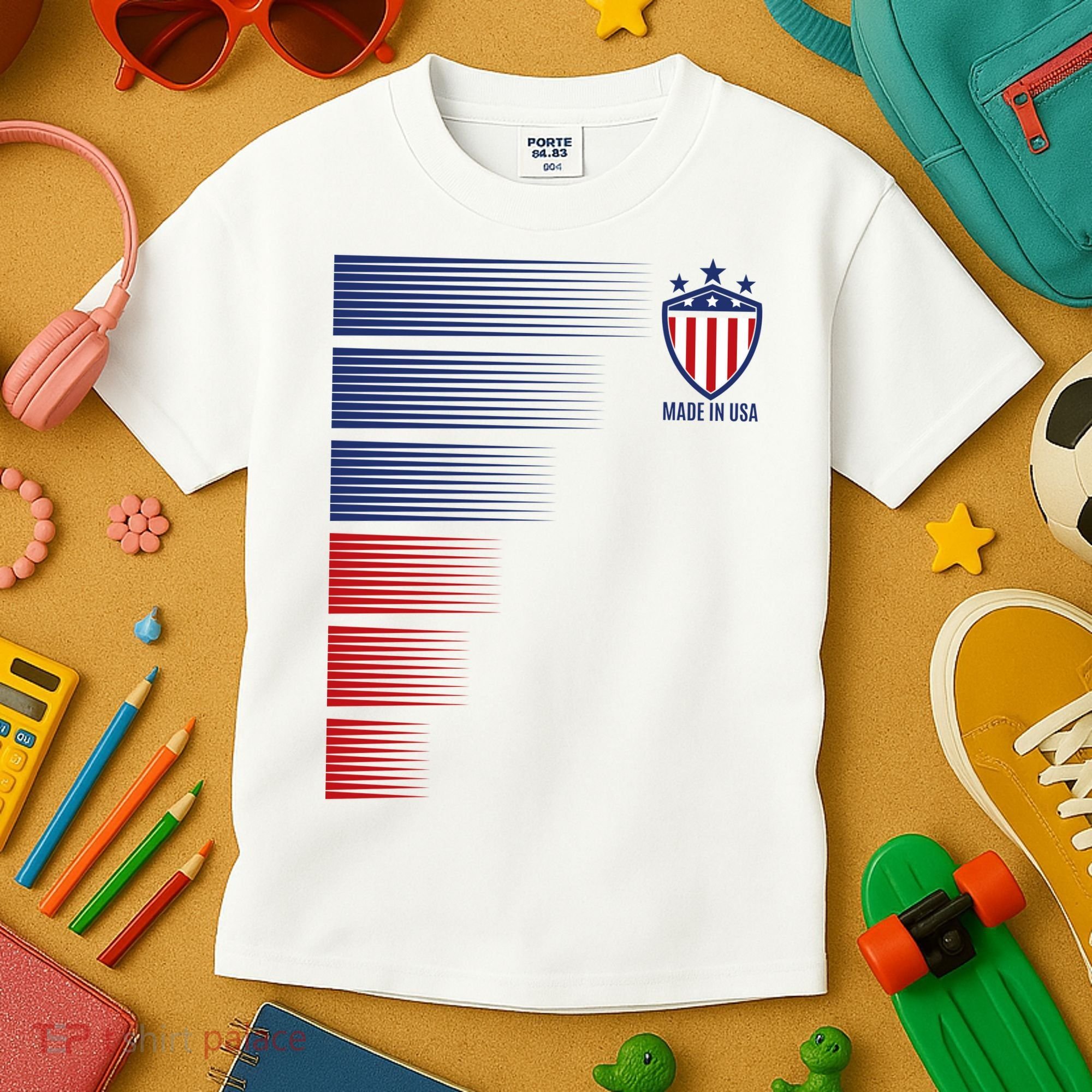 Made In USA Soccer Team Flag Kids T-Shirt