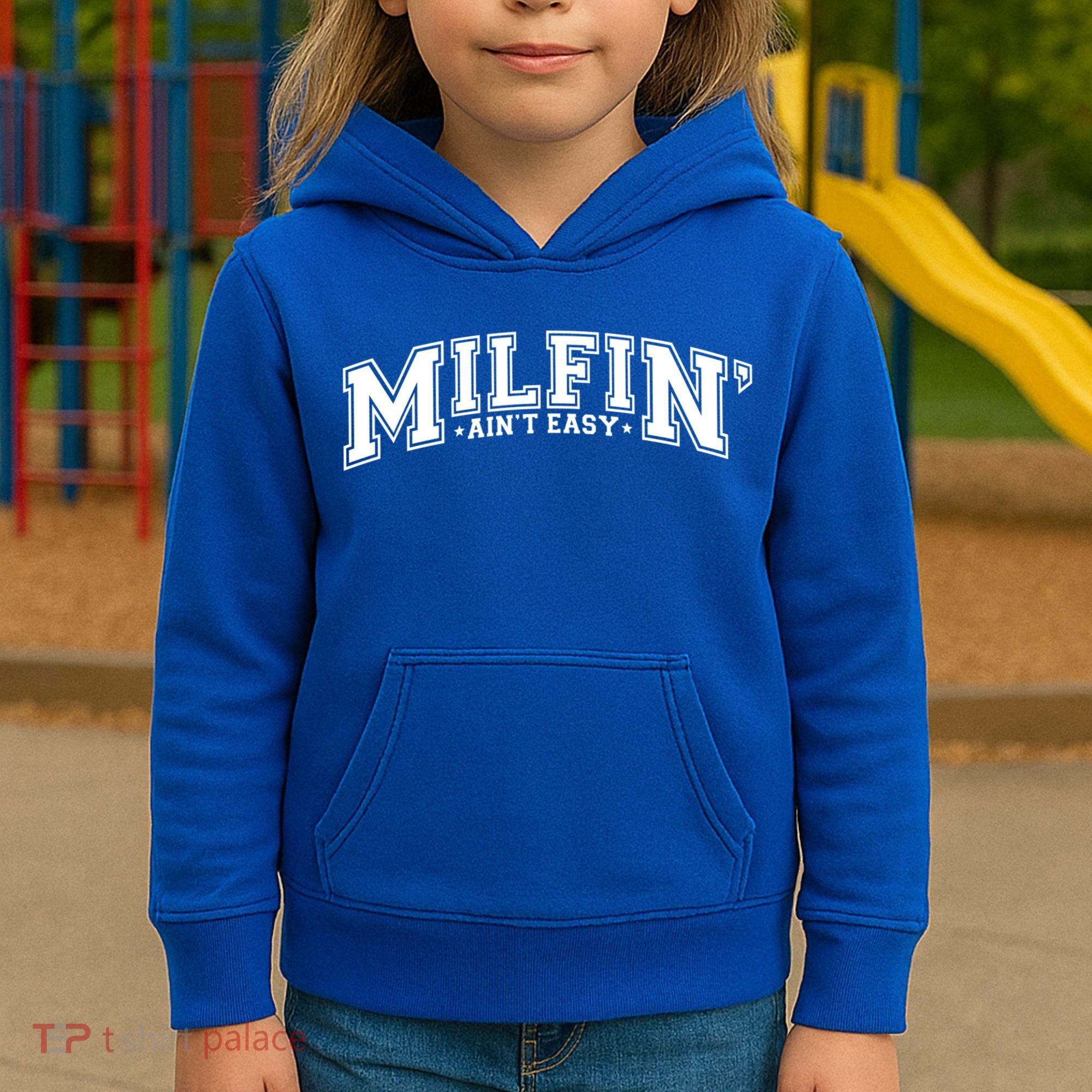 Milfin AinT Easy Funny Retro Hot Mom Saying MotherS Day Funny Gift Kids Hoodie
