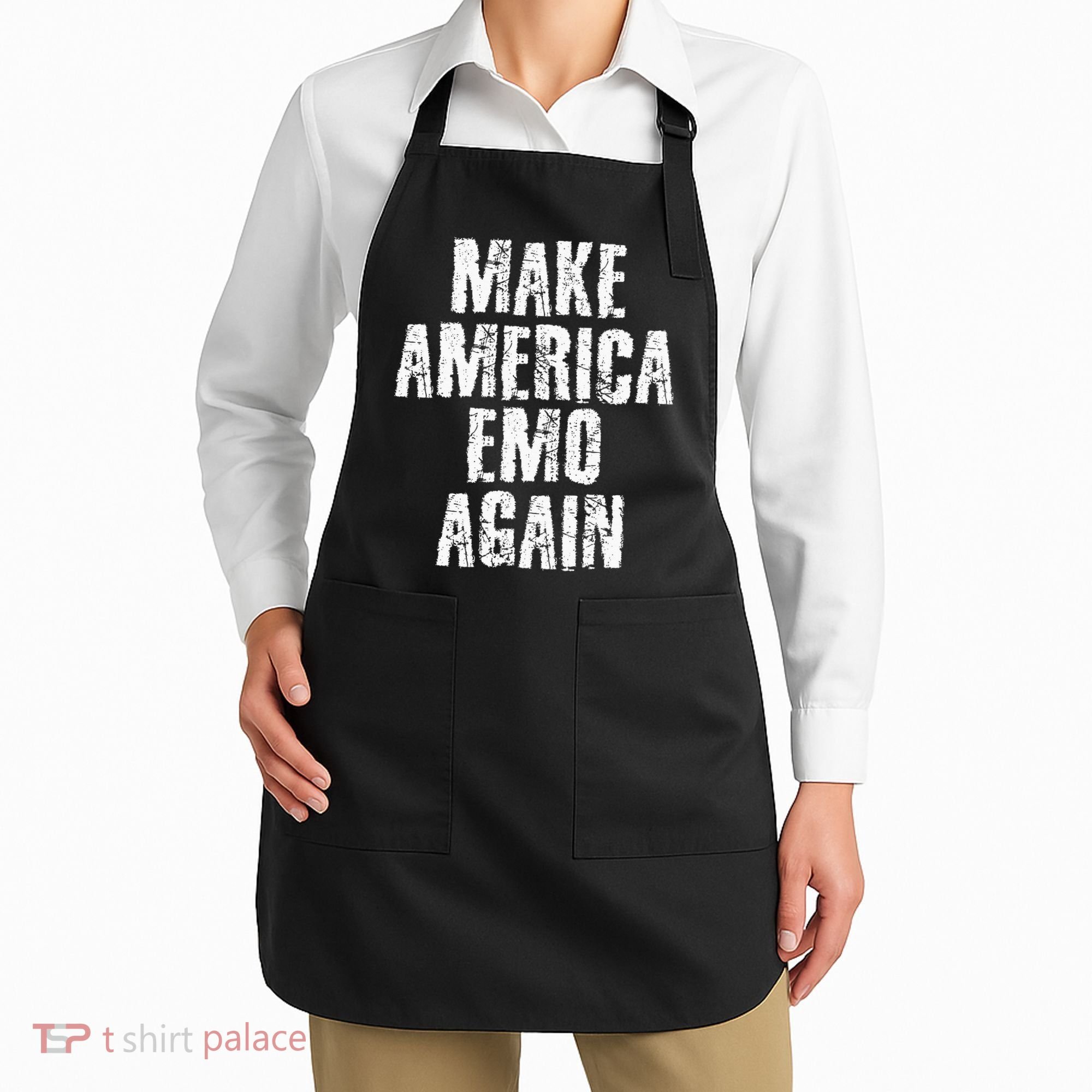 Make America Emo Again Funny Goth Us Apron