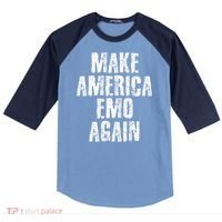 Make America Emo Again Funny Goth Us Raglan Baseball Sleeve Shirt thumb 0
