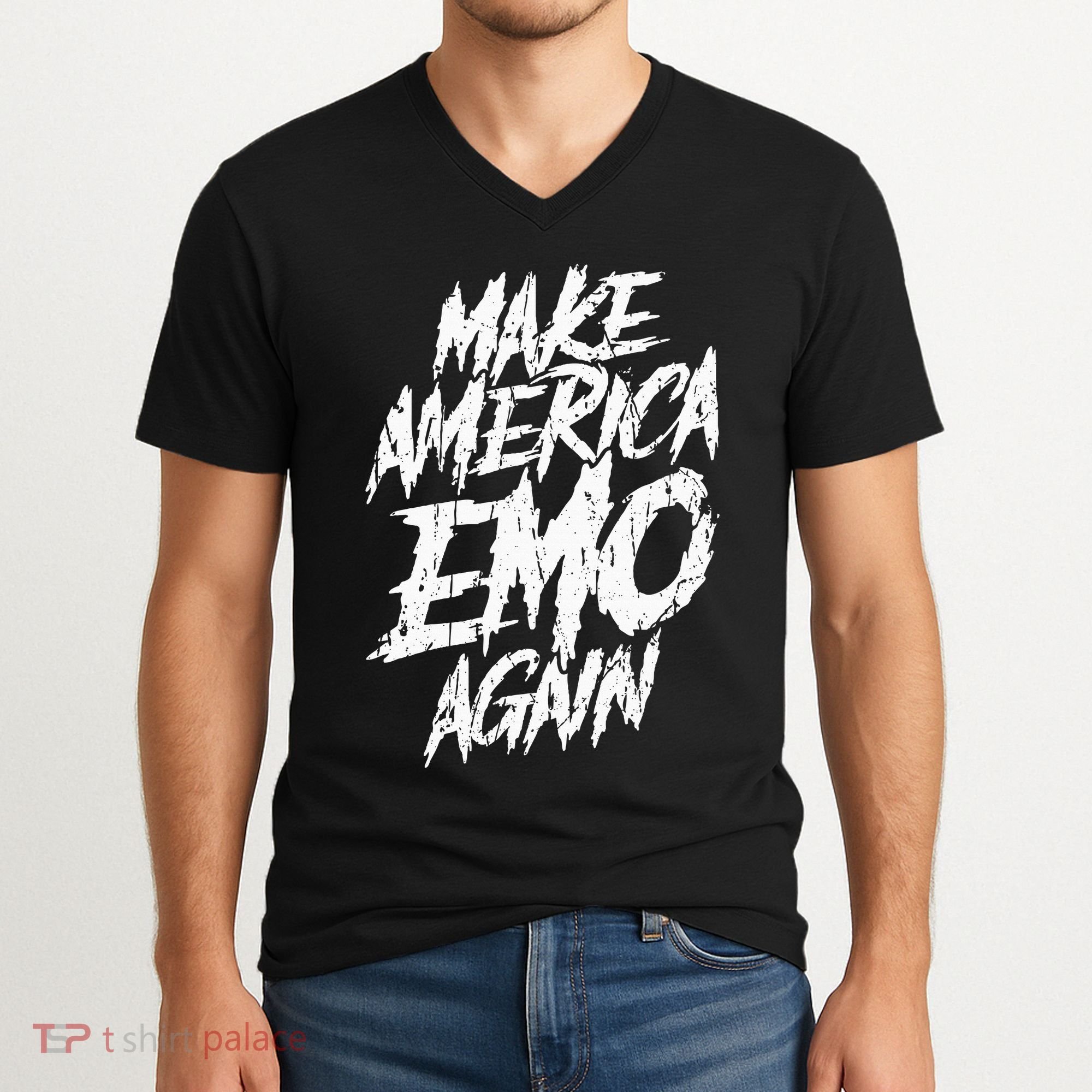 Make America Emo Again Emo Culture V-Neck T-Shirt
