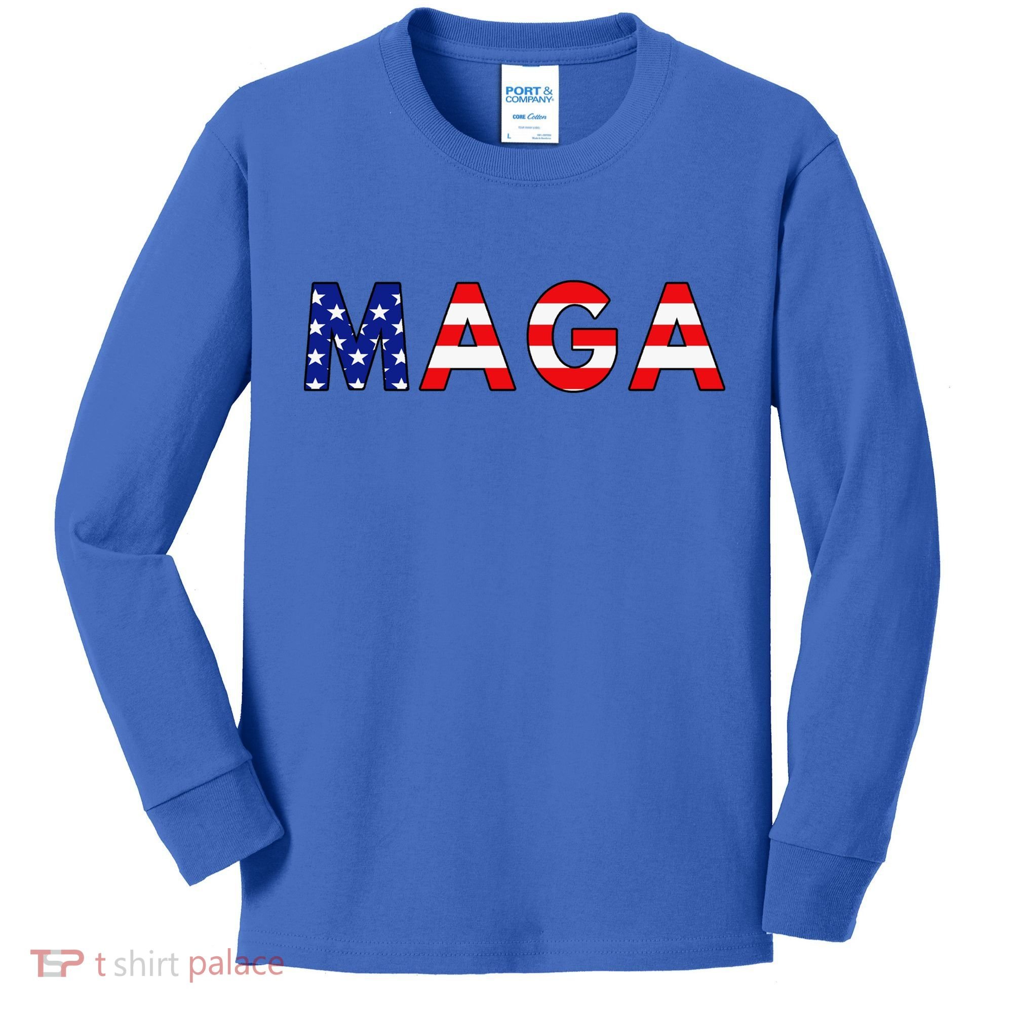 Maga American Flag Kids Long Sleeve Shirt