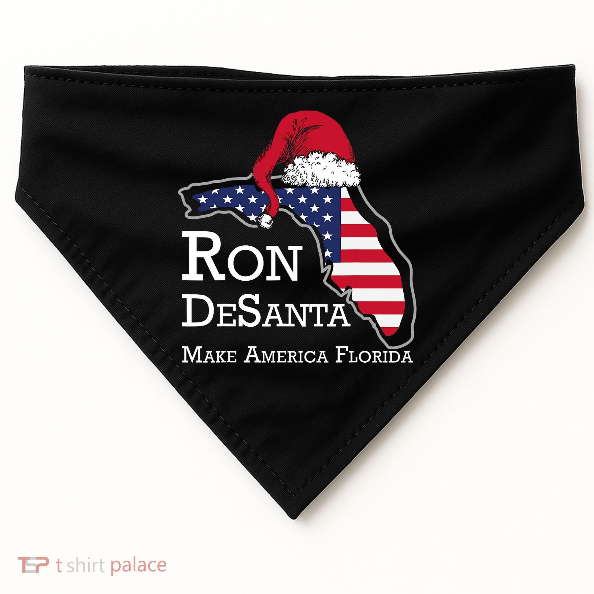 Make America Florida Ron DeSanta DeSantis Election Christmas USA-Made Doggie Bandana