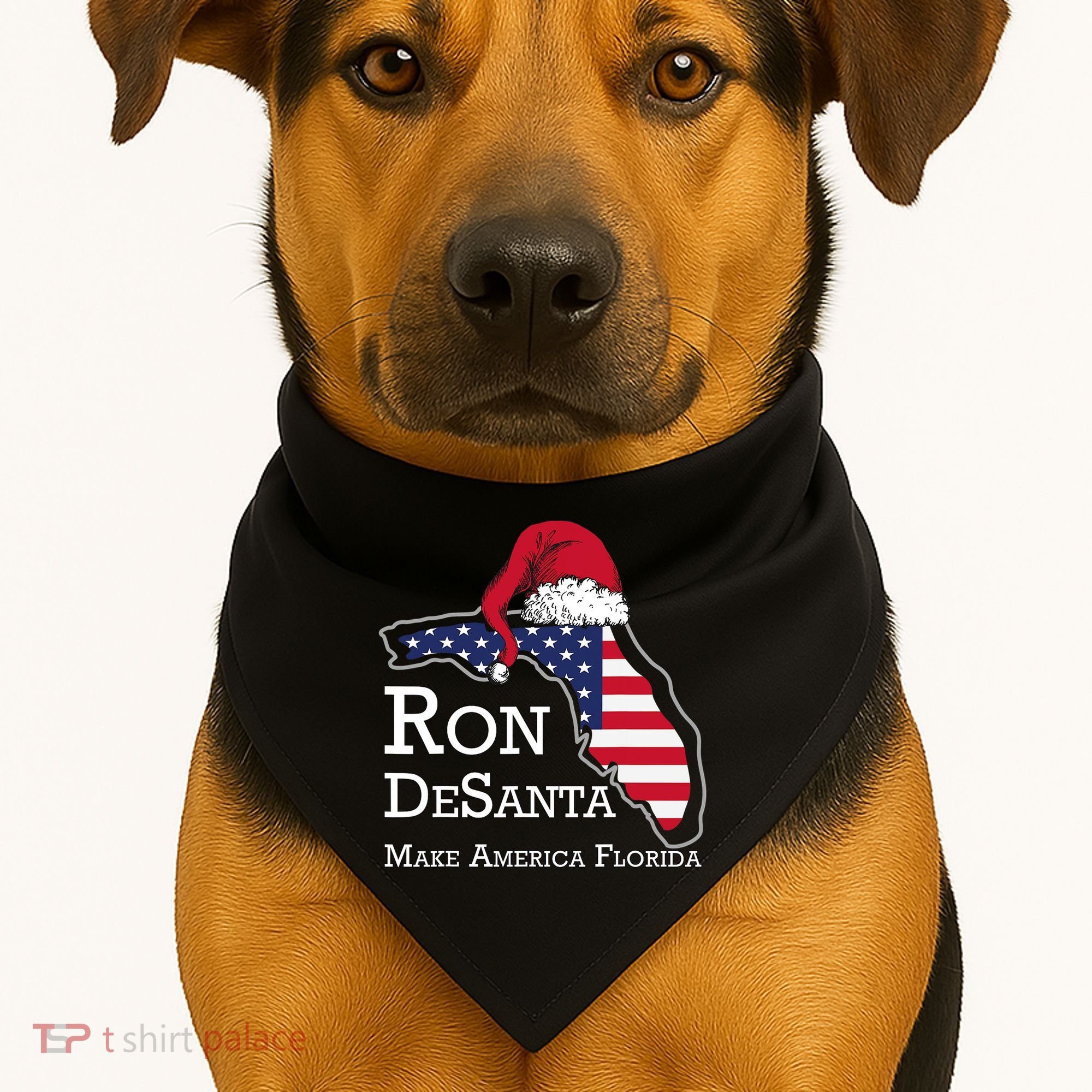 Make America Florida Ron DeSanta DeSantis Election Christmas USA-Made Doggie Bandana