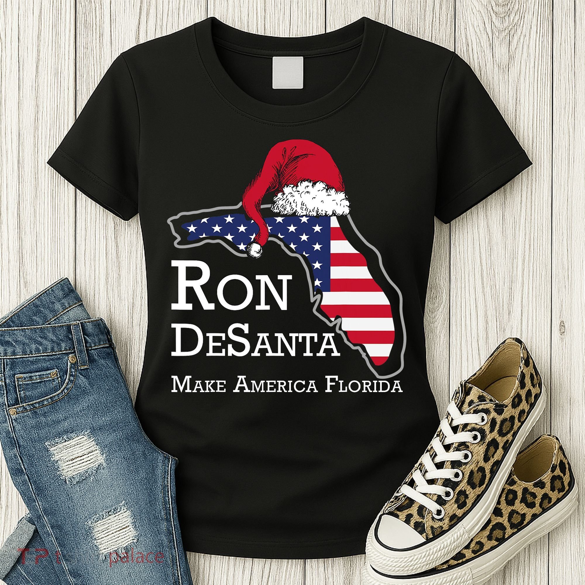 Make America Florida Ron DeSanta DeSantis Election Christmas Women's T-Shirt