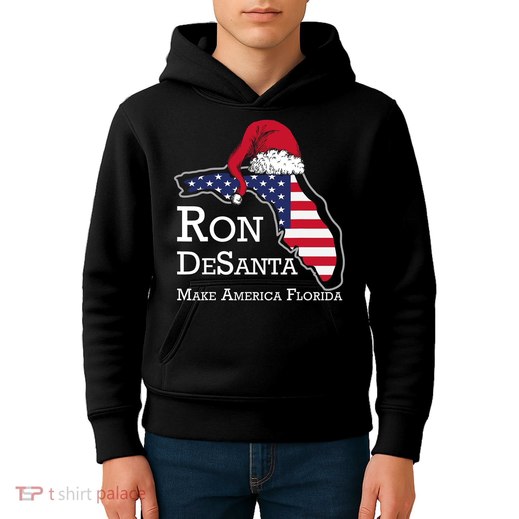 Make America Florida Ron DeSanta DeSantis Election Christmas Kids Hoodie