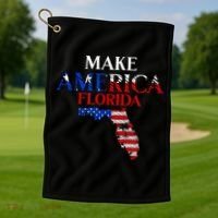 Make America Florida Funny Patriotic Freedom USA Golf Towel thumb 1