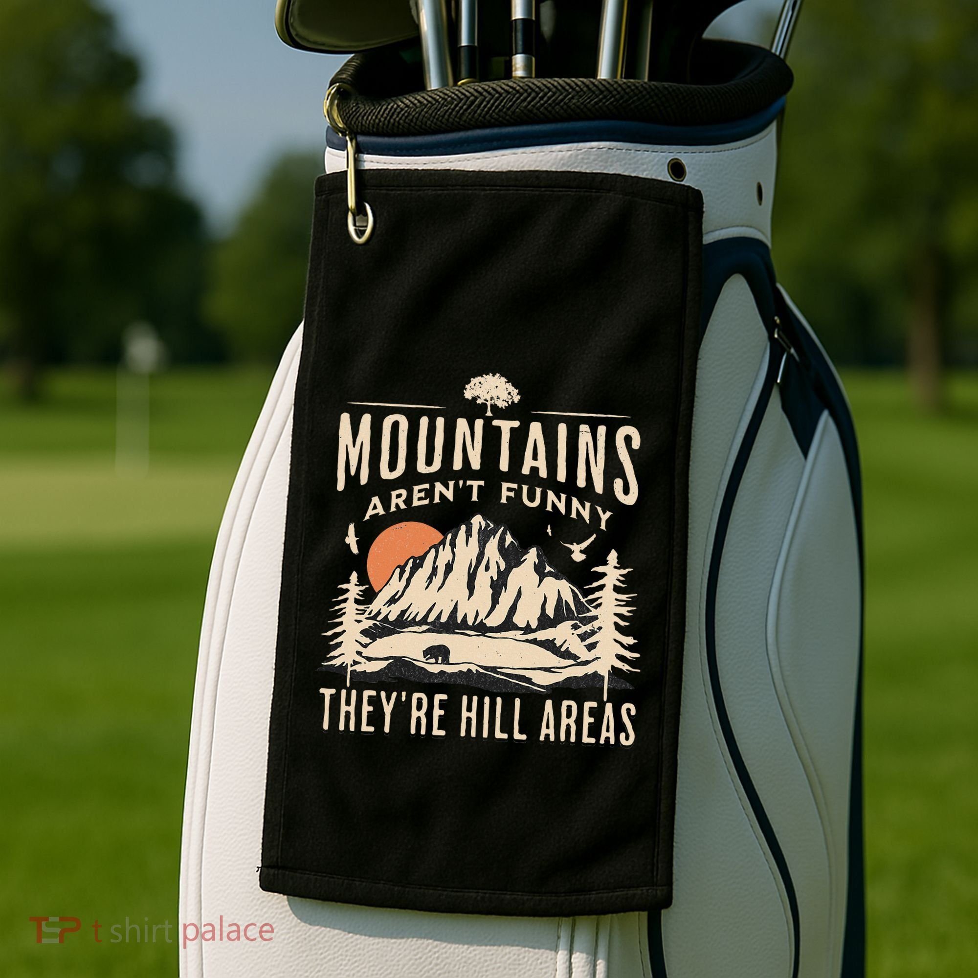 Mountains ArenT Funny TheyRe Hill Areas Funny Hiking Pun Golf Towel