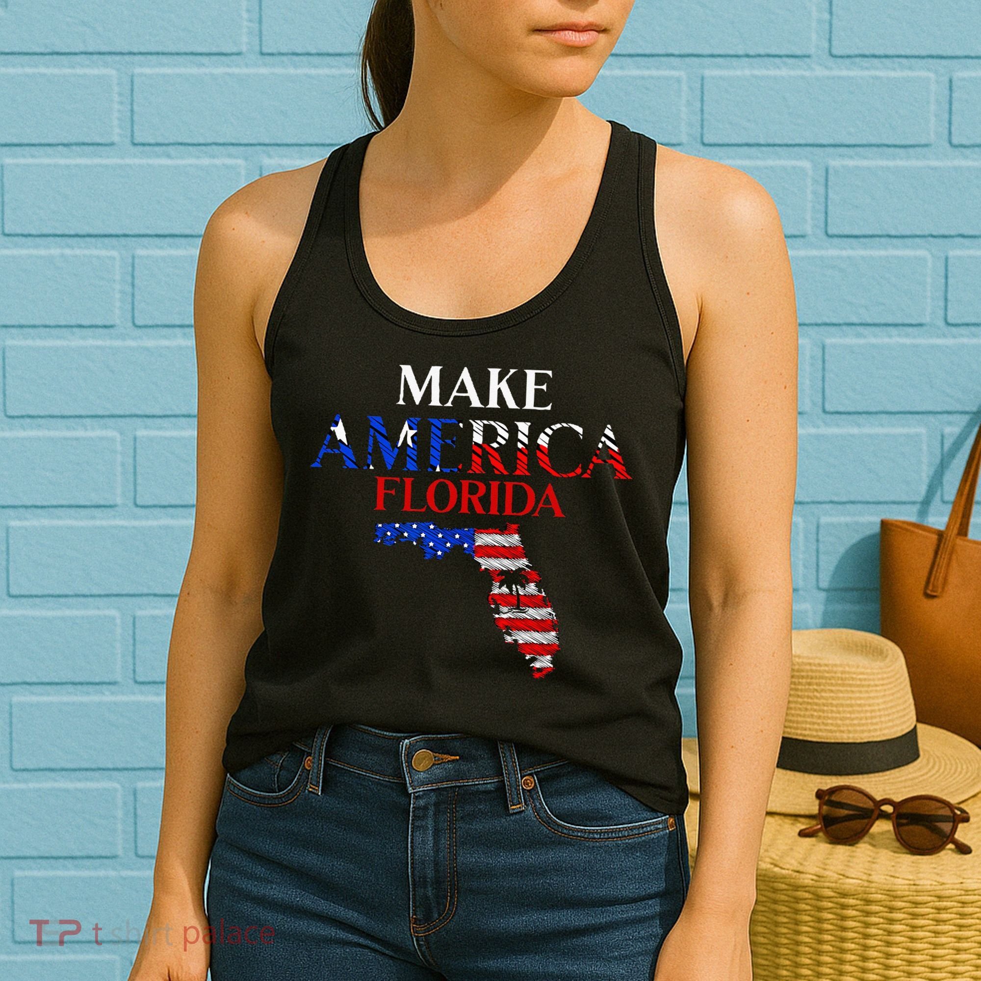 Make America Florida Funny Patriotic Freedom USA Women's Tank Top