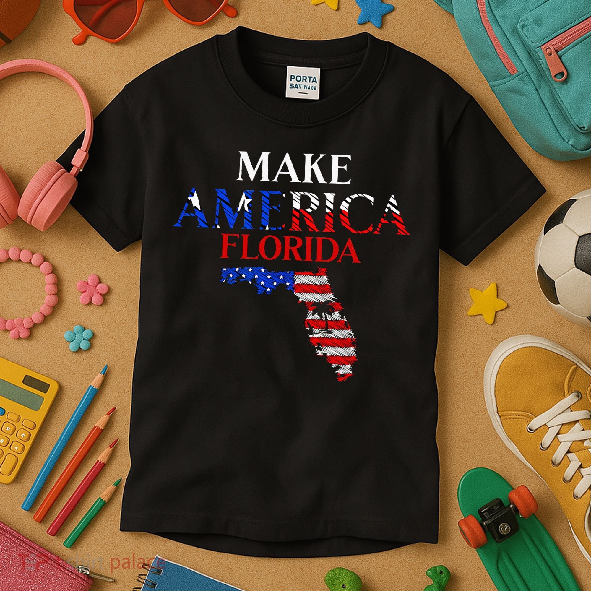 Make America Florida Funny Patriotic Freedom USA Kids T-Shirt