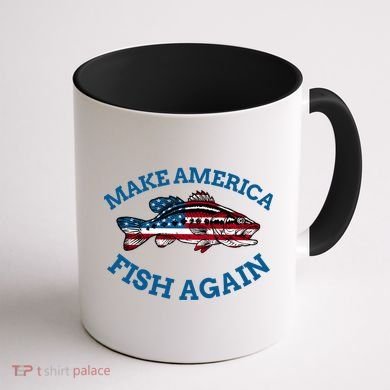 Make America Fish Again Fisherman USA Coffee Mug back