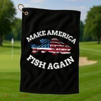 Make America Fish Again Fisherman USA Golf Towel thumb 1