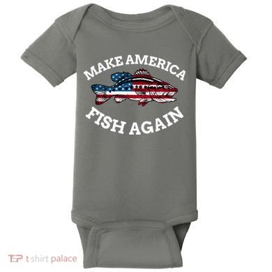 Make America Fish Again Fisherman USA Baby Bodysuit