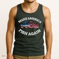 Make America Fish Again Fisherman USA Tank Top thumb 3